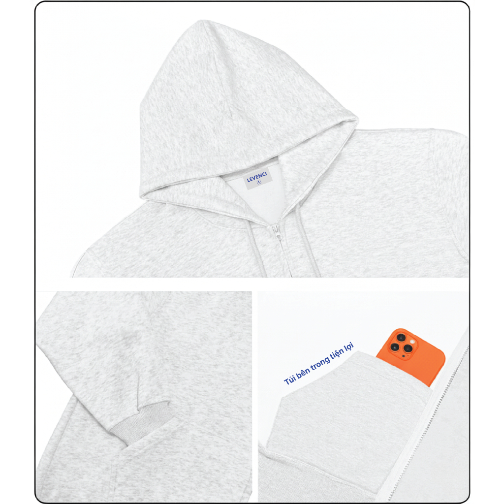 Áo Khoác Hoodie Zip Nam Nữ Khóa Kéo Chất Nỉ Nhung Lông Cáo Premium Form Rộng/ Levenci Basic | BigBuy360 - bigbuy360.vn