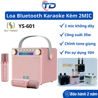  Loa Bluetooth Karaoke Kèm Micro YS-601 2 Mic Không Dây Thay Đổi Tone Giọng Âm Thanh Siêu Hay 