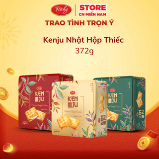   NEW | BAO BÌ MỚI  Hộp Bánh Quy Tết Kenju nougat Vị Kem dẻo hành Hộp Thiếc 310g-372g Bánh Kẹo Richy 