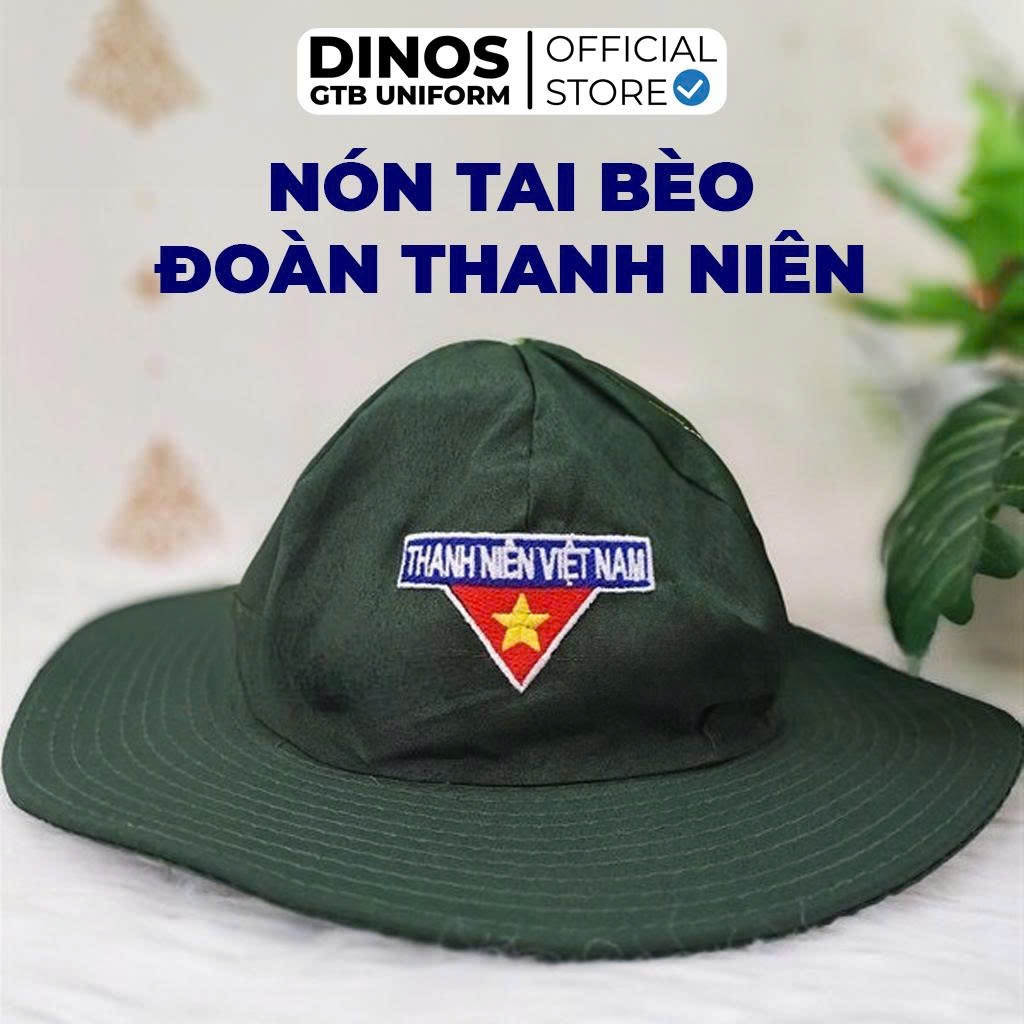 Nón Tai Bèo Đoàn Thanh Niên Dinos In Thêu Logo - Màu Xanh Két, Xanh Dù, Xanh Rêu