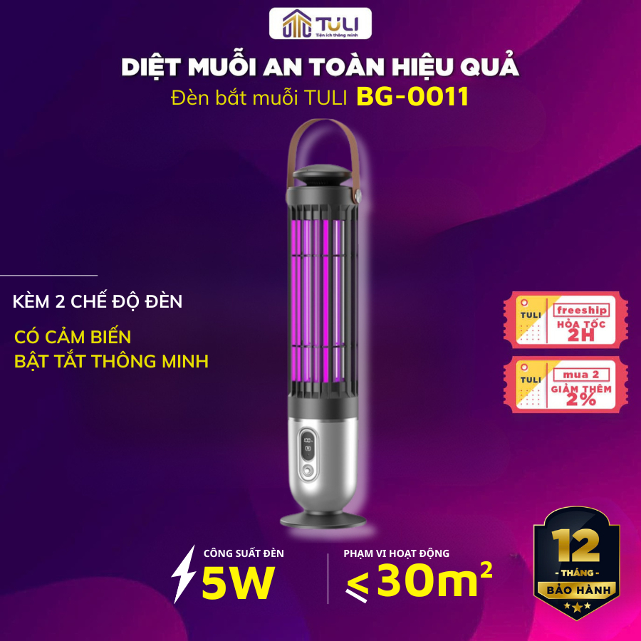 Đèn bắt muỗi TULI TL-011, 5W ,Diệt Muỗi Côn Trùng - An Toàn Cho Mẹ Và Bé, Hiệu quả, Cảm Biến Bật Tắt