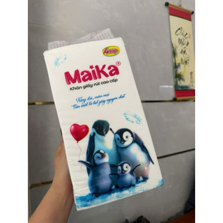 khăn giấy rút treo tường cao cấp Maika (320 lần rút, giấy 4 lớp, mịn, dai)