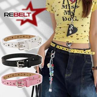 REBELT Y2K - Thắt lưng nữ lỗ hình sao phong cách y2k bản nhỏ 1.8cm màu vàng, hồng, trắng, đen TL448