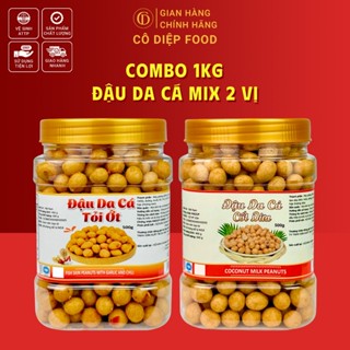  Đậu Phộng Da Cá Mix 2 Vị  500Gr Da Cá Cốt Dừa + 500Gr Da Cá Tỏi Ớt   Đầy Đủ Hồ Sơ Công Bố & Kiểm Nghiệm Sản Phẩm  