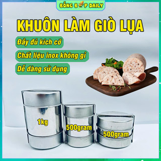  Khuôn Làm Chả Lụa Chả Giò Inox Không Gỉ Khuôn Làm Giò Chả Đầy Đủ Kích Cỡ 0,5KG 1KG Dụng Cụ Làm Giò Chả Tết 