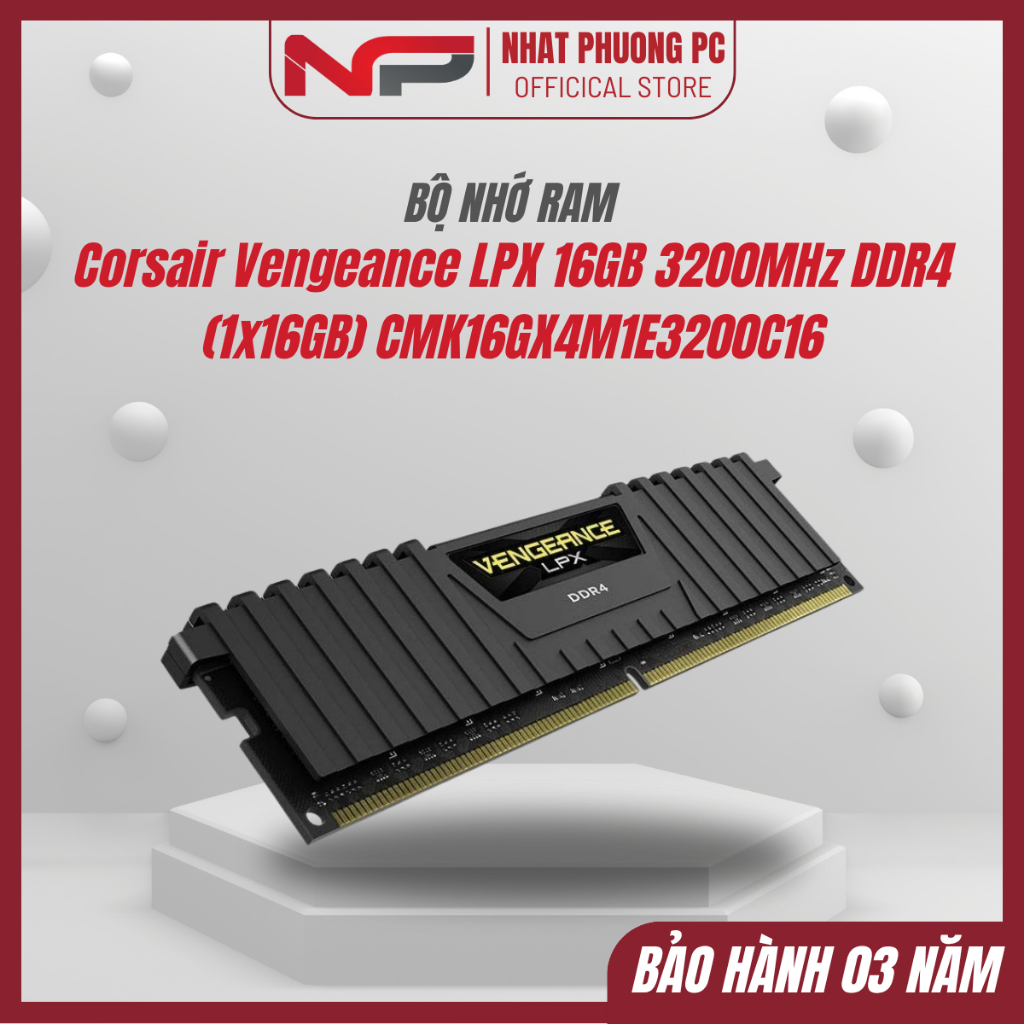 Ram PC Corsair Vengeance LPX 16GB 3200MHz DDR4 (1x16GB) CMK16GX4M1E3200C16