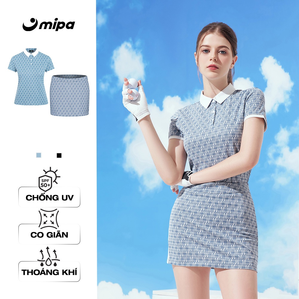 Bộ đồ nữ Áo Polo ngắn tay Chân váy MIPA thời trang Golf Pickleball Tennis chống tia UV co giãn Jasmi