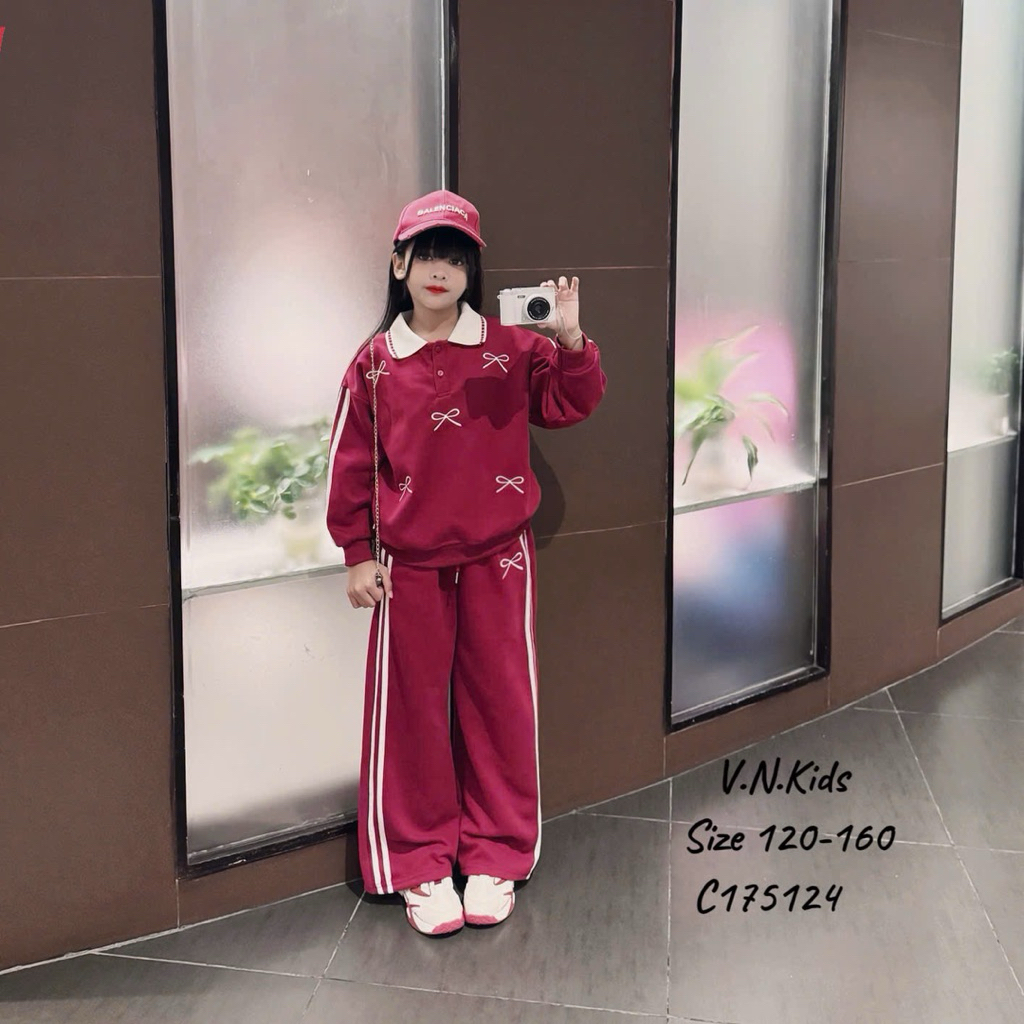 [DOKID]C124-sét cổ bẻ thêu nơ nỉ 2da ,chào thu đông 2025