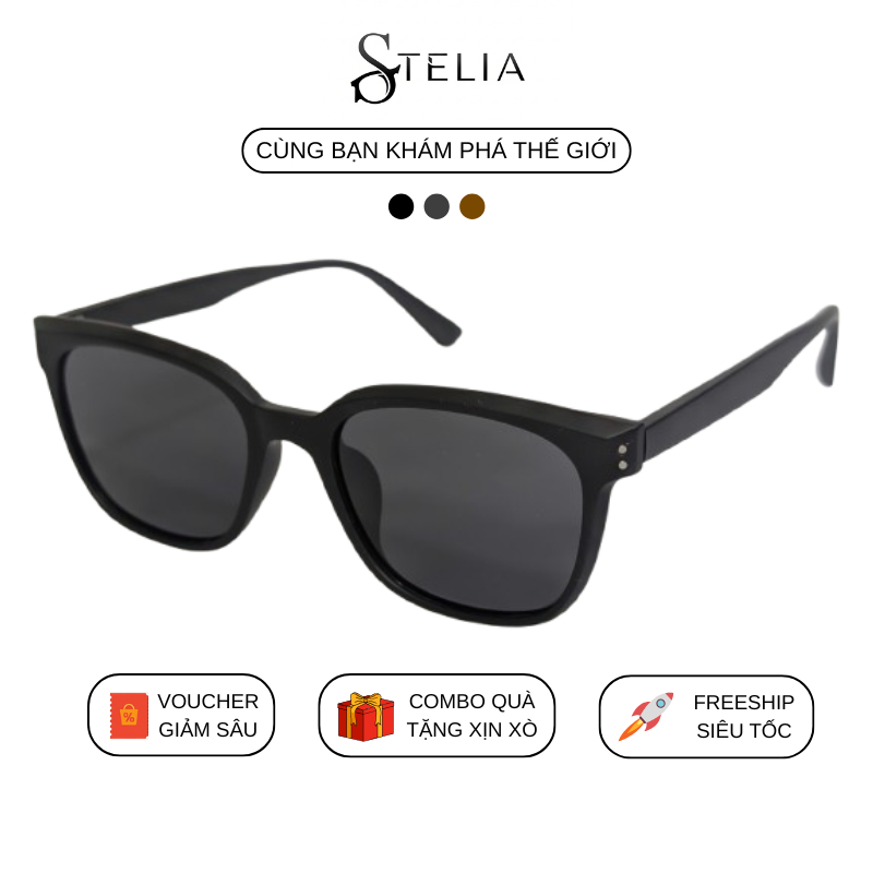 Kính Mát Nam Nữ Stelia Eyewear MV03, Form Vuông, Thiết Kế Thời Trang, Chống Tia UV Bảo Vệ Mắt