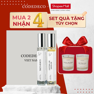 [SET QUÀ AMBER 2] 02 chai tinh dầu nước hoa CODEDECO 10ml dạng xịt + 2 nến thơm nước hoa 90g mùi ngẫu nhiên