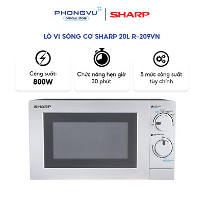 Lò Vi Sóng Cơ Sharp R-209VN (20L) - Công Suất 800W, 5 Mức Công Suất, - Bảo Hành 12 Tháng