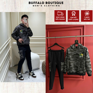  Bộ Quần Áo Nam Mùa Đông Chôm Hớt Vân Dằn Di Siêu Đẹp - Bộ Hoodie Nam Chôm Hớt Phối Vân Camo Siêu Chất 