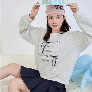  Áo sweater cổ tròn BST kute girl nỉ bông xám trắng và hồng form rộng nhiều hình phong cách Coquette TOSUN 