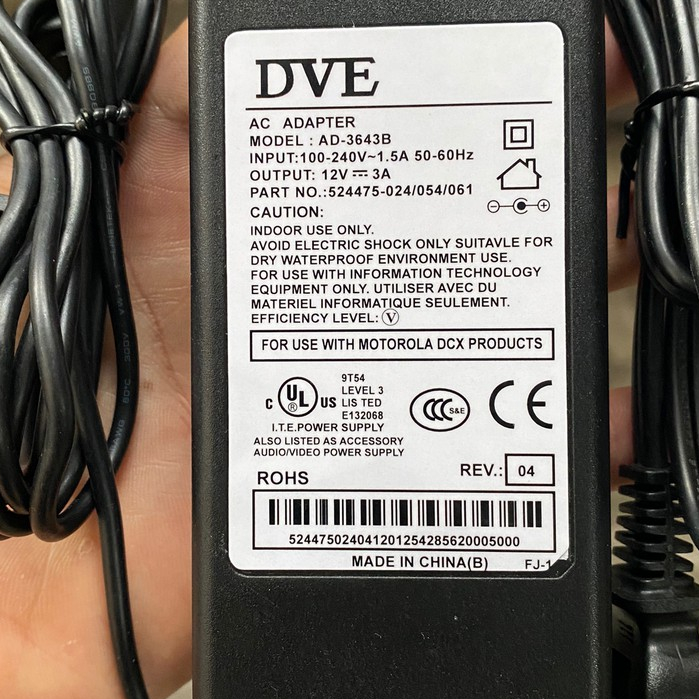 Nguồn đầu ghi camera Dahua 12V-3A DVE