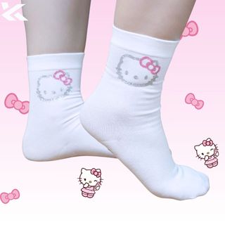  Vớ Ngắn Thấp Cổ Hoạ Tiết Hello Kitty Kim Tuyến Co Giãn Thấm hút mồ hôi phù hợp tập gym đi chơi - Kuhess VO2 
