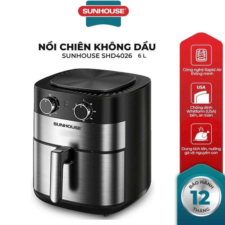 Nồi chiên không dầu 6.0L Sunhouse SHD4026