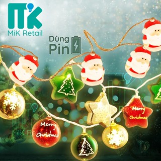  Dây Đèn Led Noel Dùng Pin Trang Trí Giáng Sinh – Ông Già Noel Ngôi Sao Bông Tuyết Quả Châu 