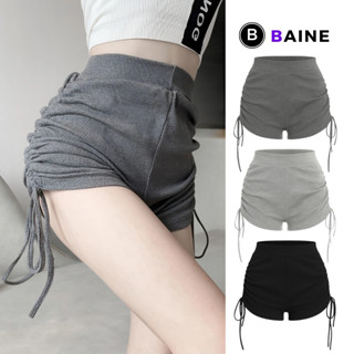  Quần Đùi BIKER SHORT RÚT DÂY 2 Bên Nữ Dáng Ôm Sexy QU02 Quần Đùi Ngắn Chất Thun Gân BAINE 