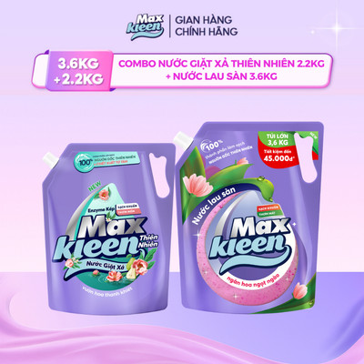 [MaxKleen x Sam] Combo Túi nước lau sàn 3.6kg + Túi nước giặt xả thiên nhiên 2.2kg