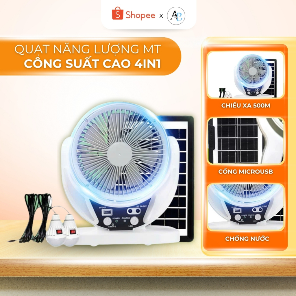  Quạt Năng Lượng Mặt Trời ABHOME Quạt Để Bàn Quạt Tích Điện Đèn LED Nhỏ Gọn Nhẹ Siêu Tiết Kiệm Điện 
