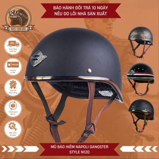  Mũ Bảo Hiểm Napoli Nửa Đầu  CHÍNH HÃNG  FREESHIP  - Nón Bảo Hiểm 1 2 Napoli GANGSTER STYLE N120 