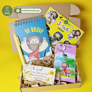 Set quà tặng Công Giáo hình vẽ Sổ A6 Chibi + móc khoá bất kỳ có bút tặng kèm sticker