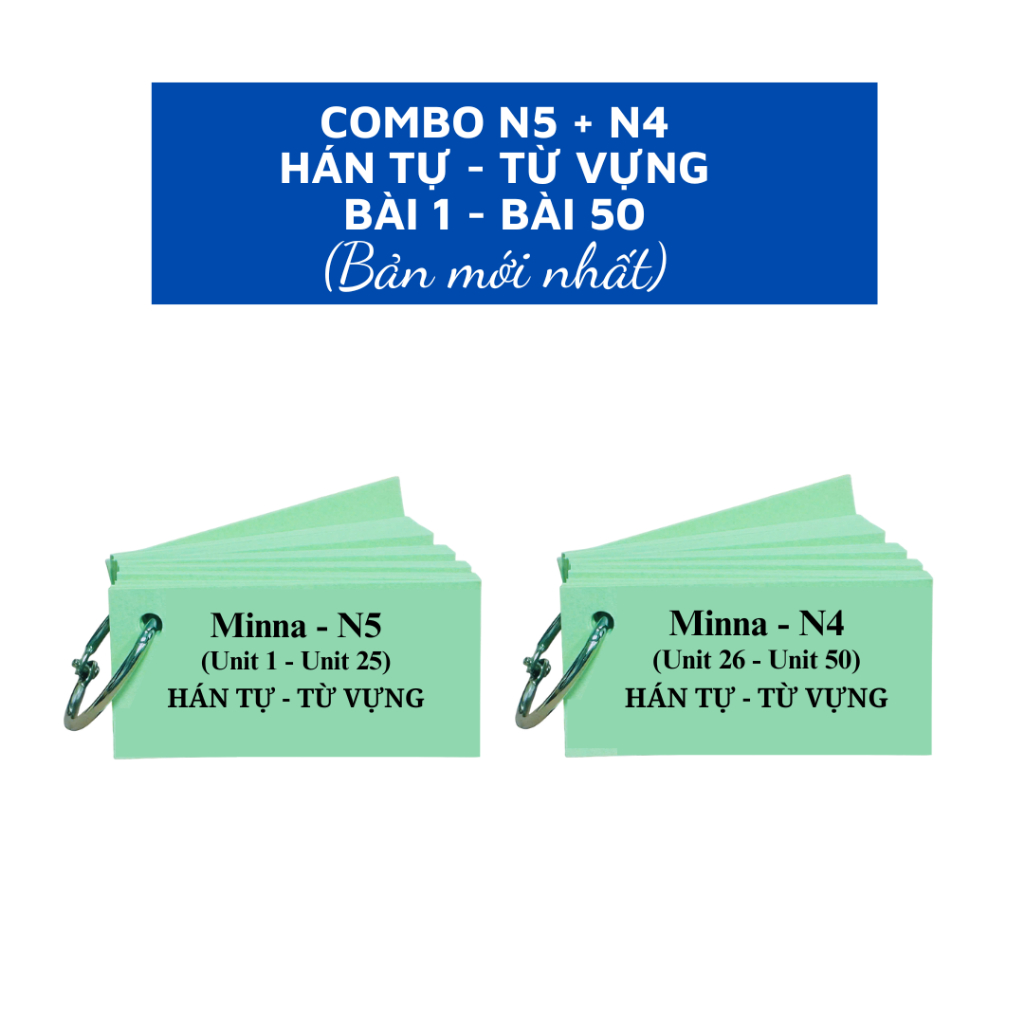 Combo Bộ flashcard Học Kanji - Từ Vựng N5- N4 (Bản mới nhất - Combo 2 bộ)