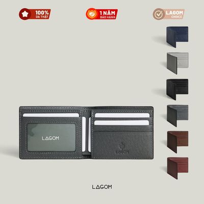 Ví nam Da Thật LAGOM Taiga Mini Bifold - phong cách tối giản