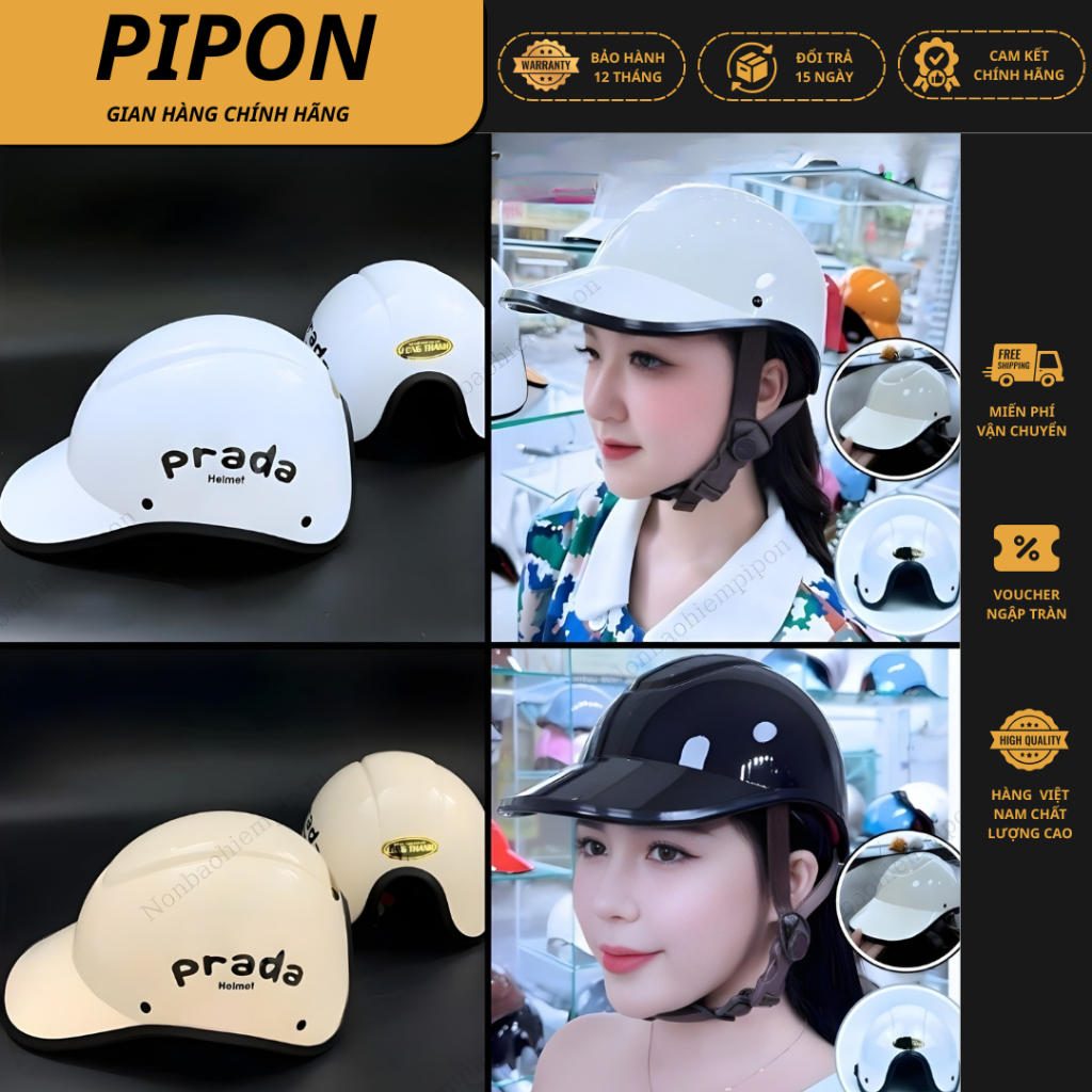 Nón bảo hiểm lưỡi trai Prada cho nam và nữ, mũ bảo hiểm kết thời trang Prada chính hãng Long Thanh b