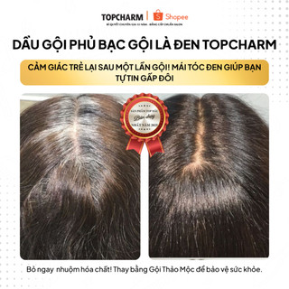  Dầu gội phủ bạc gội đen tóc TOPCHARM 25ml Chiết xuất nhân sâm nhuộm đen tóc tự nhiên 