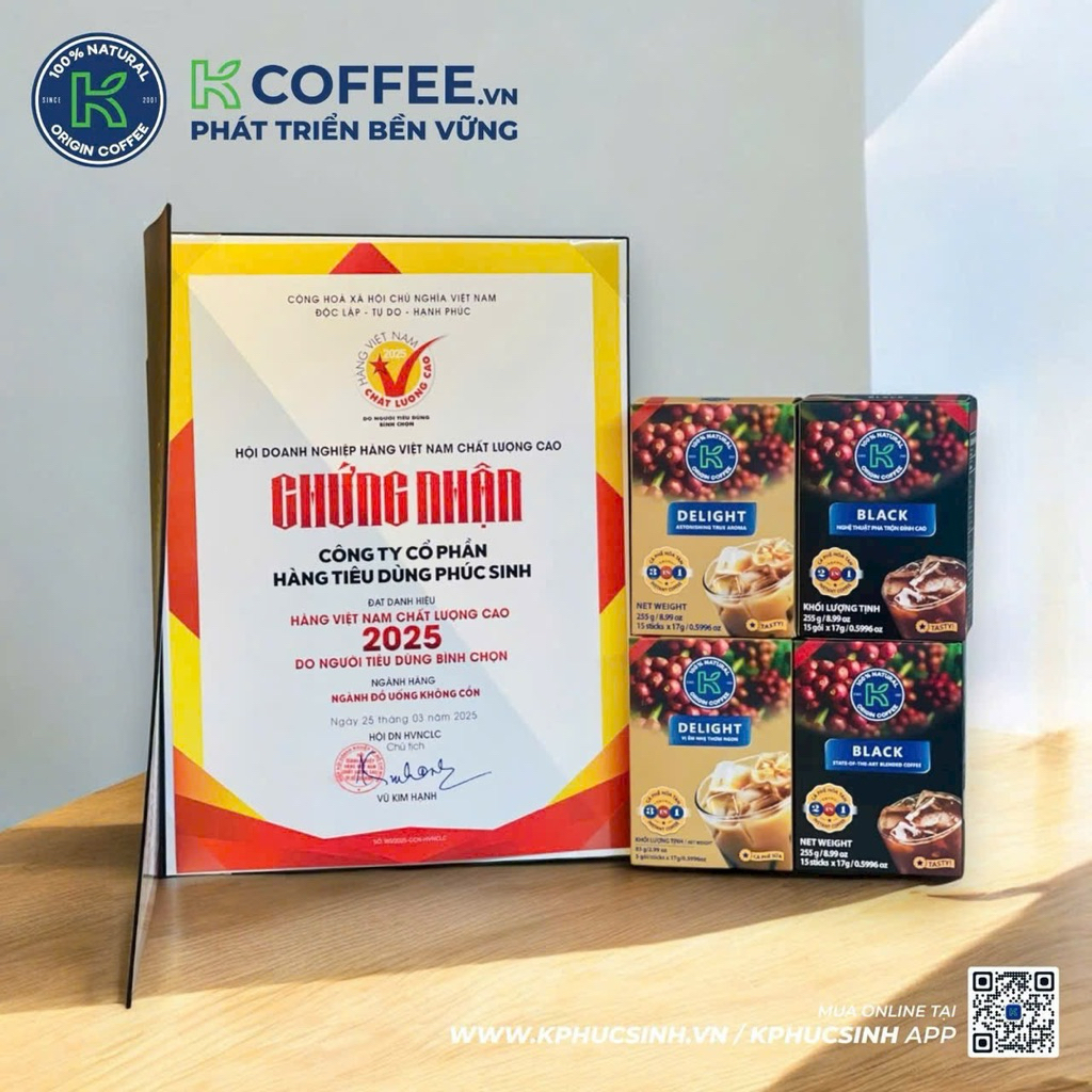 Cà Phê Sữa Hòa Tan K Delight 3in1 255g (Hộp 15 gói x 17g) - K COFFEE