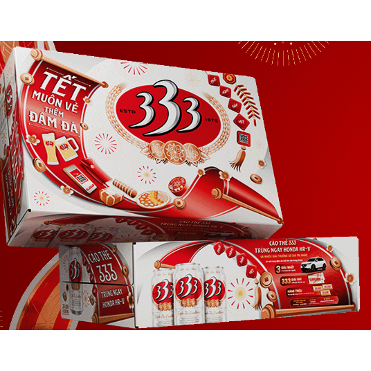 SIÊU HÓT Thùng 24 lon bia 333 tết 2025 thẻ cào hấp dẫn 330ML