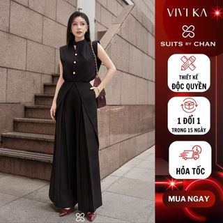  Quần ống rộng nữ Miranda SUITS BY CHAN quần dài ống xuông xếp ly thiết kế sang trọng phù hợp đi làmnoel giáng sinh 