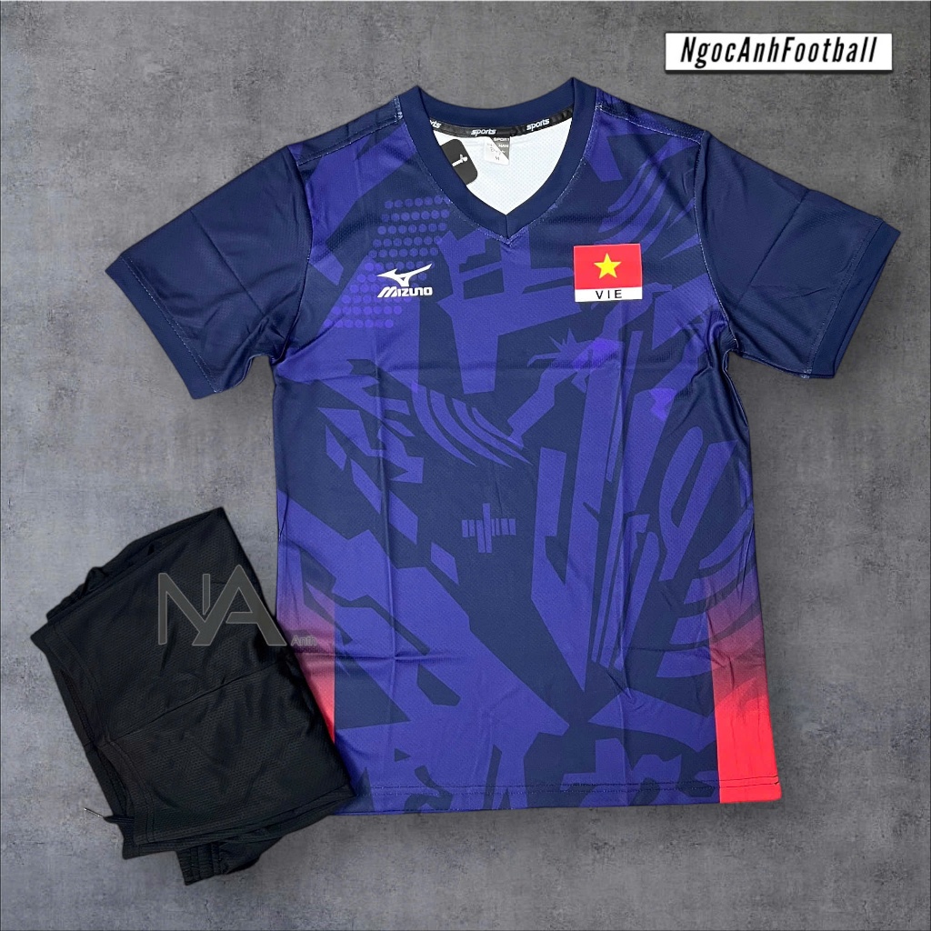 Bộ quần áo bóng chuyền Nam Nữ Mizuno Việt Nam tím than