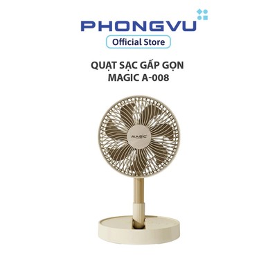 Quạt sạc gấp gọn Magic A-008 - 7 Cánh, Pin 3600mAh, Kéo cao tới 100cm, 7.5W, Hẹn giờ - Bảo hành 12 tháng