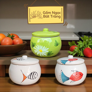  Âu đựng mỡ bằng gốm sứ Thanh Lý liễn đựng mỡ hũ đựng mỡ âu mỡ sành niễng đựng mỡ hũ muối dưa cà thố đựng mỡ 