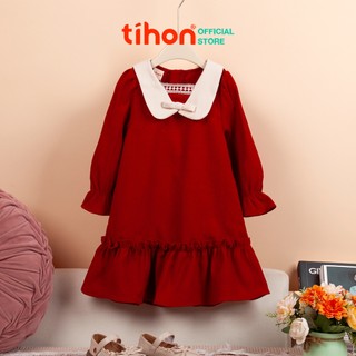 Váy cho bé gái TIHON cao cấp thiết kế dài tay bèo nhún siêu xinh cho bé từ 11kg - 36kg VT0755104