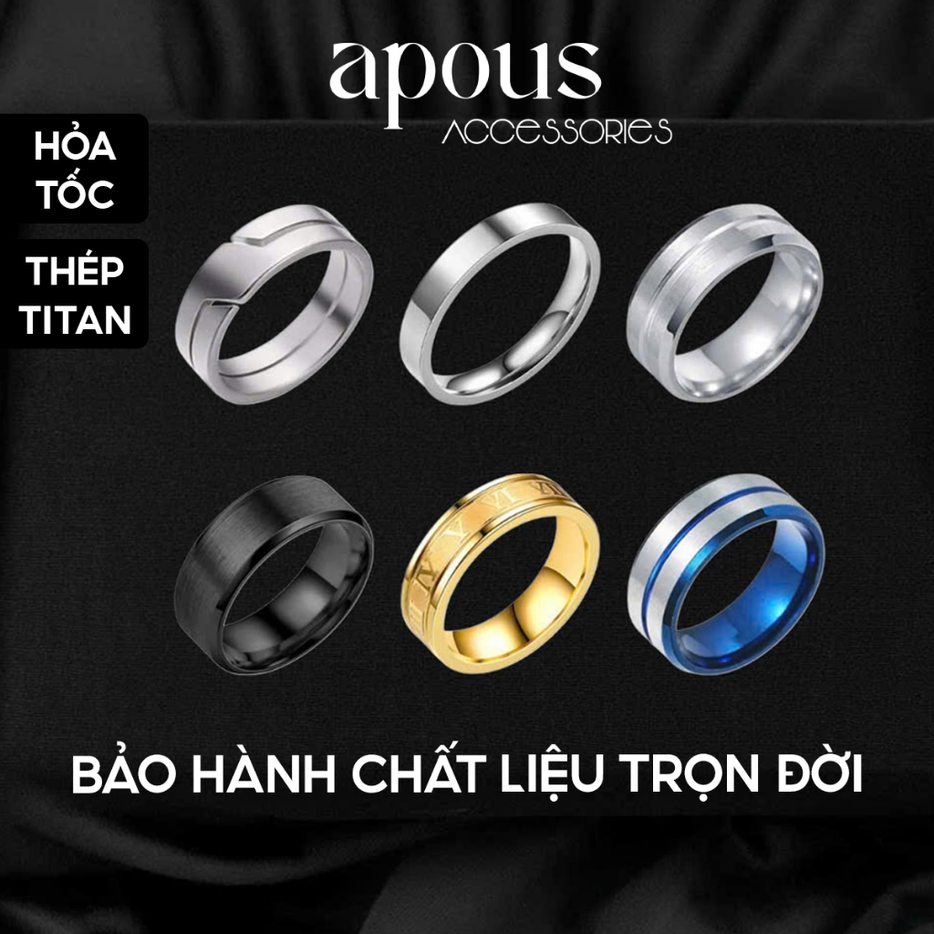 [R1] Nhẫn nam nữ Basic Trơn - Thép Titan - Phụ kiện trang sức Unisex Apous