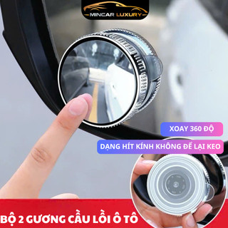   Set 2 gương Gương cầu lồi xoay 360 mini  đế hút kính gắn gương hậu ô tô xe hơi,tăng góc nhìn quan sát hiệu quả 