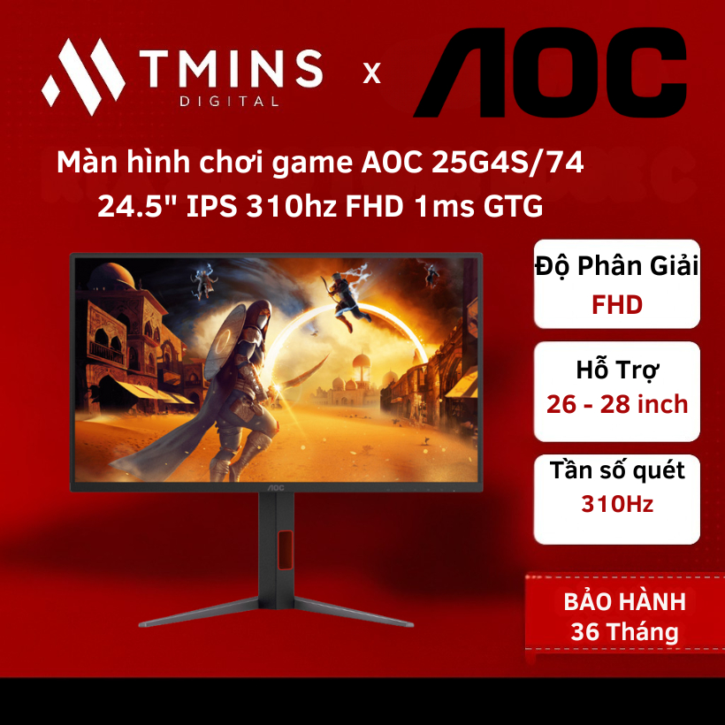 Màn hình chơi game AOC 25G4S/74 24.5" IPS 310hz FHD 1ms GTG - Chính hãng bảo hành 36 tháng