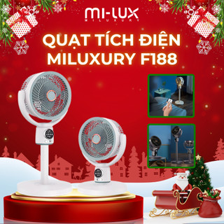  Quạt Tích Điện Cao Cấp MILUXURY F188 - Pin 8000mAh 5 Chế Độ Gió Xoay 360°-Tích Hợp Đèn Ngủ Sang Trọng 