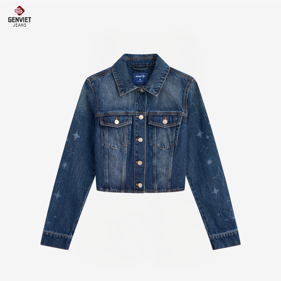 Áo Khoác Jeans Nữ 1 Lớp Chất Liệu Cao Cấp Dáng Croptop GENVIET JEANS TK1229J09061