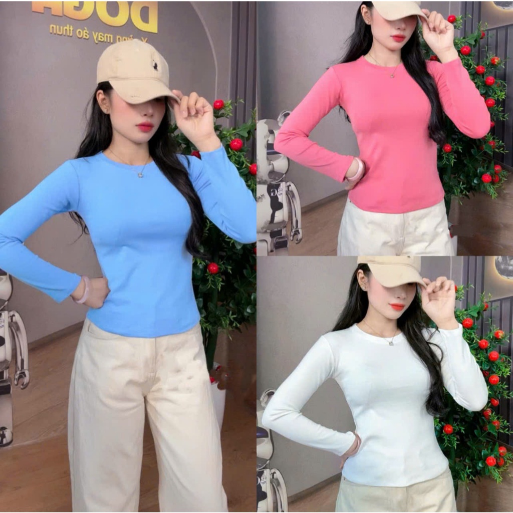 Áo thun ôm body cao cấp tôn eo DOGA tay dài trơn, chất COTTON BORIP co giãn, mềm mịn mát 10 màu M207 | BigBuy360 - bigbuy360.vn