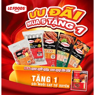   COMBO SIÊU HỜI  Combo 5 Gói Lạp Xưởng Nướng Đá LC FOODS - Vị Đài Loan Trứng Cá Tobiko Cay Tê Hồ Lô Xúc Xích Phô Mai 