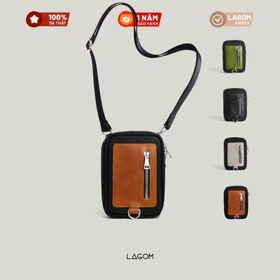Túi Đeo Chéo Nam Nữ Fika Nhỏ Gọn - Mini Bag Fika - da thật và vải trượt trước, thương hiệu Lagom