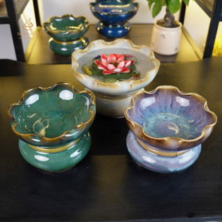  Bát sen thả hoa minh đường tụ thuỷ để ban thờ thân tài bát nước thả cá coi hoa sen xốp cánh hoa tươi gốm Bát Tràng 