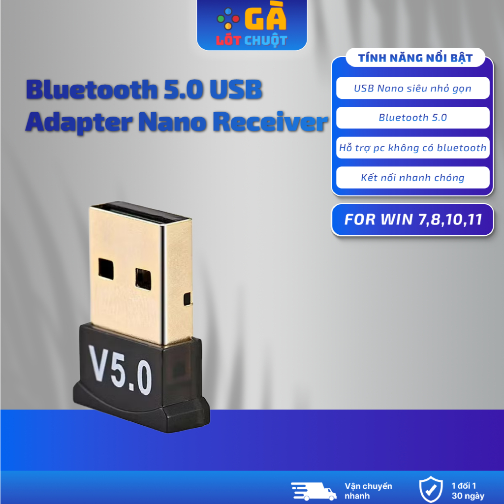 USB Bluetooth 5.0 dành cho PC - Bộ chuyển đổi Bluetooth USB nhỏ gọn tiện dụng - GALOTCHUOT