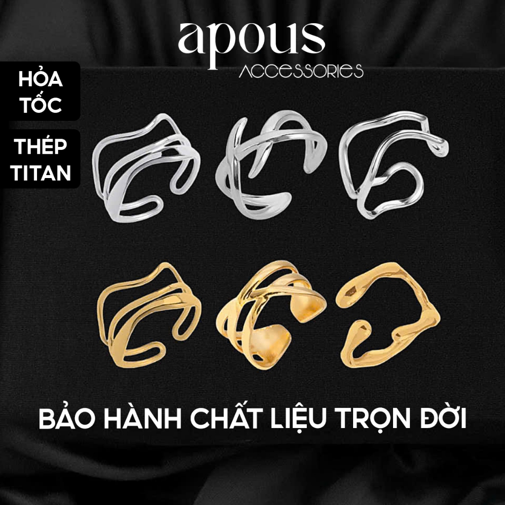 [R6] Nhẫn nam nữ 2 Tầng Freesize - Thép Titan - Phụ Kiện Trang Sức Unisex Apous