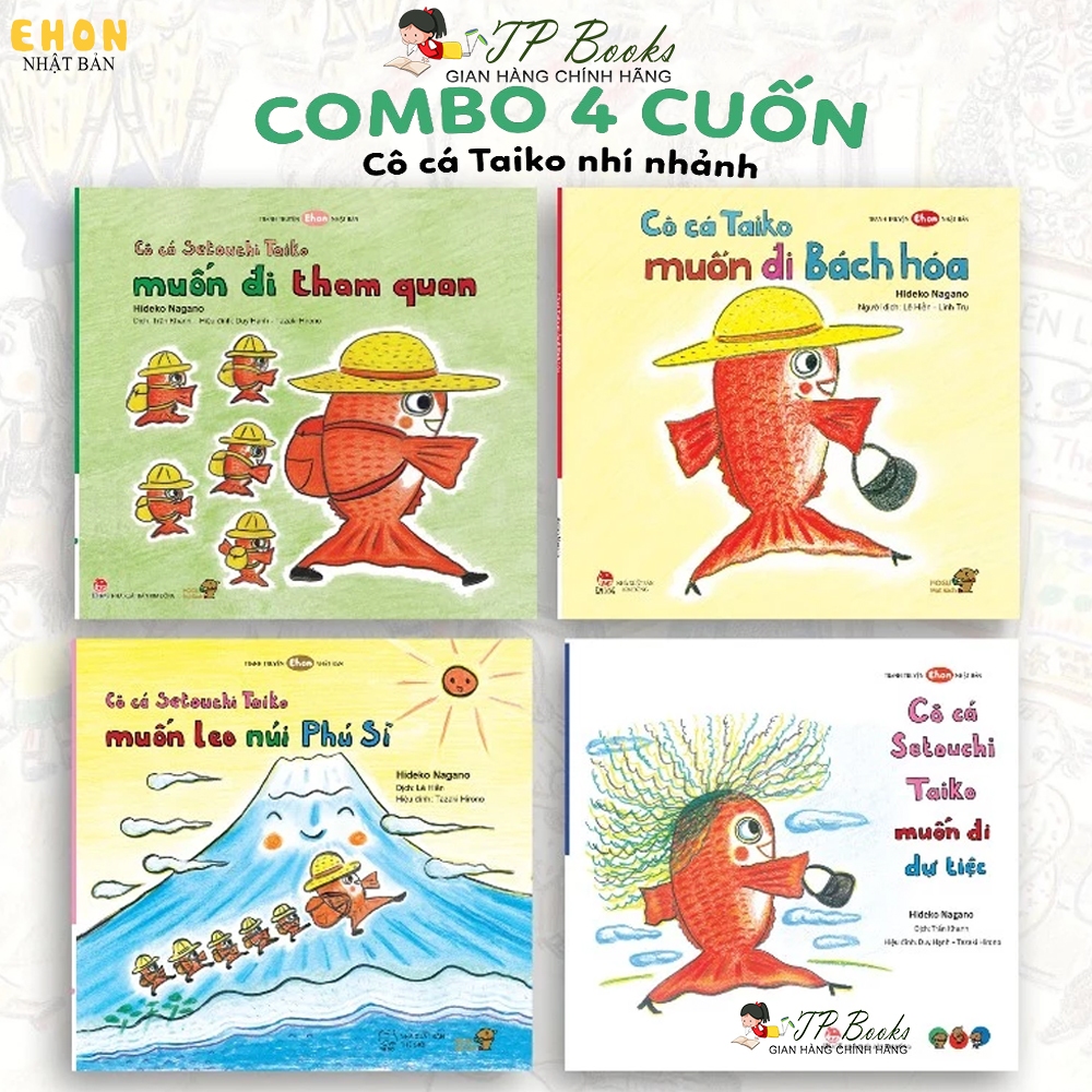 Sách - Combo 4 Cuốn Chuyện Cô Cá Taiko Nhí Nhảnh Cho Bé Từ 3 Tuổi - Ehon Nhật Bản Cho Trẻ Em