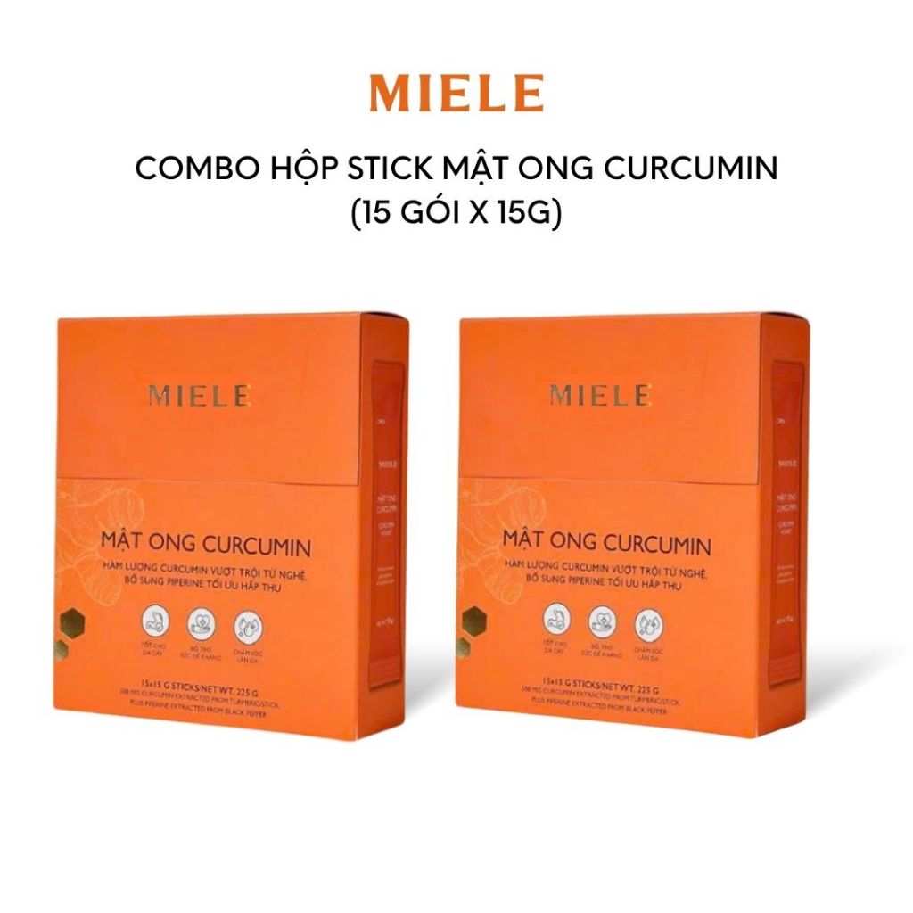 Combo 2 Hộp Stick 15 Gói Mật Ong Curcumin 15g Tiện Lợi - Miele